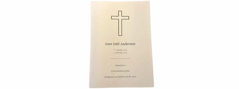 Salmehæfte eller sanghæfte med kors til afskedsceremoni
